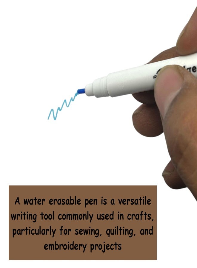 ZENITH Water Erasable Fabric Marker Refill Kit, Blue, with Seam Ripper, Measuring Tape, Needle Threader & Thread Cutter for Sewing (5 pc Blue Pens & 10 Silver Refill Combo) - Image 5